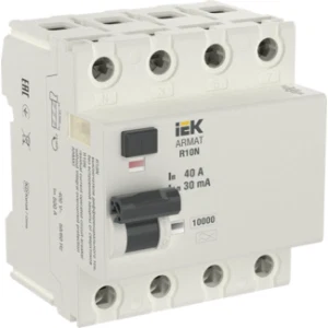 IEK ARMAT Выключатель дифференциального тока R10N 4P 40А 30мА тип A - AR-R10N-4-040A030 IEK ARMAT Выключатель дифференциального тока R10N 4P 40А 30мА тип A - AR-R10N-4-040A030