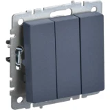 IEK BRITE Выключатель 3-клавишный 10А ВС10-3-0-БрМ маренго